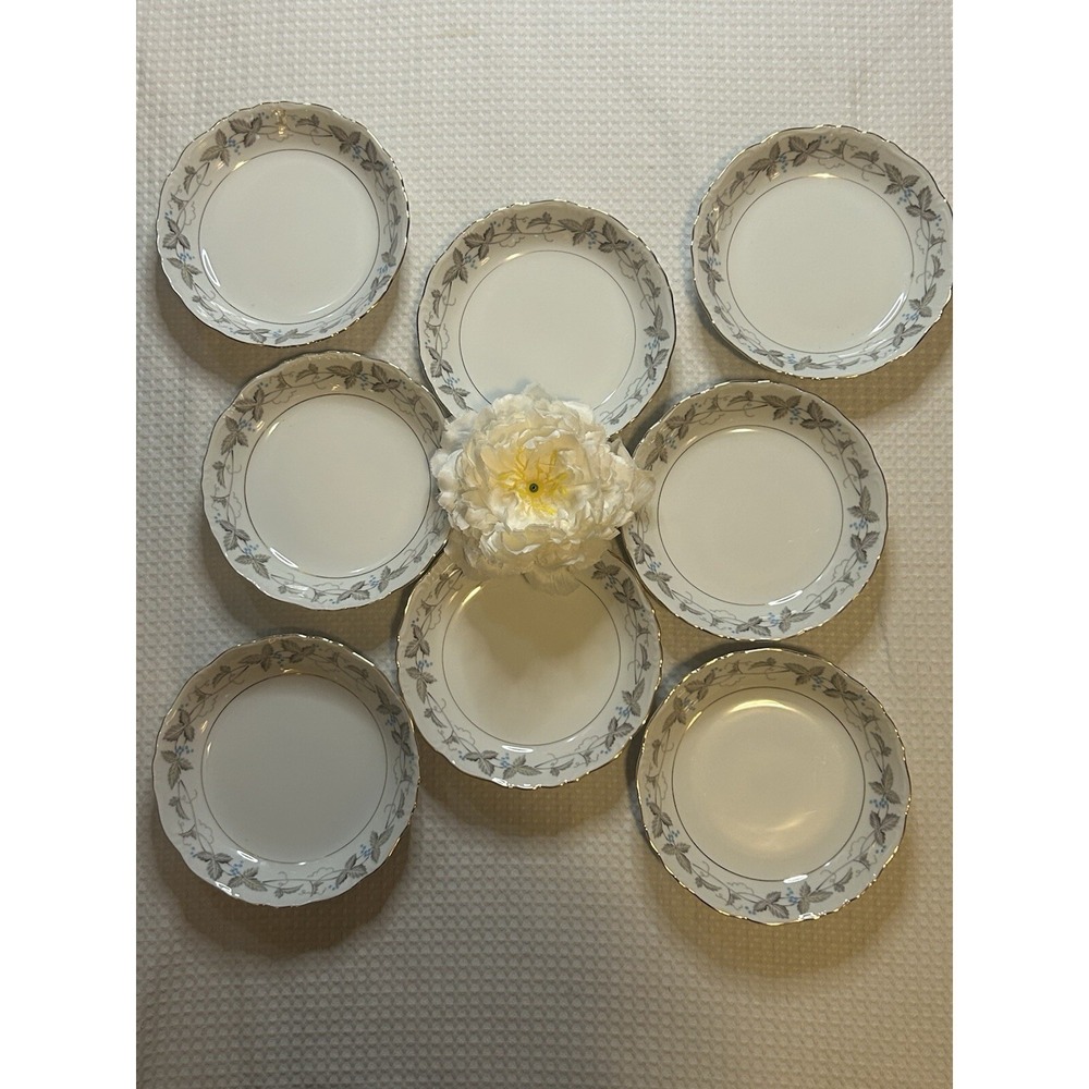 Harmony House - Fine China "VINTAGE" HH Gray & Horizon Blue Japan 8 Pc. Bowl Set